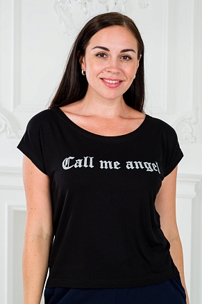 Футболка женская из вискозы Лирика / Чёрный Call me angel